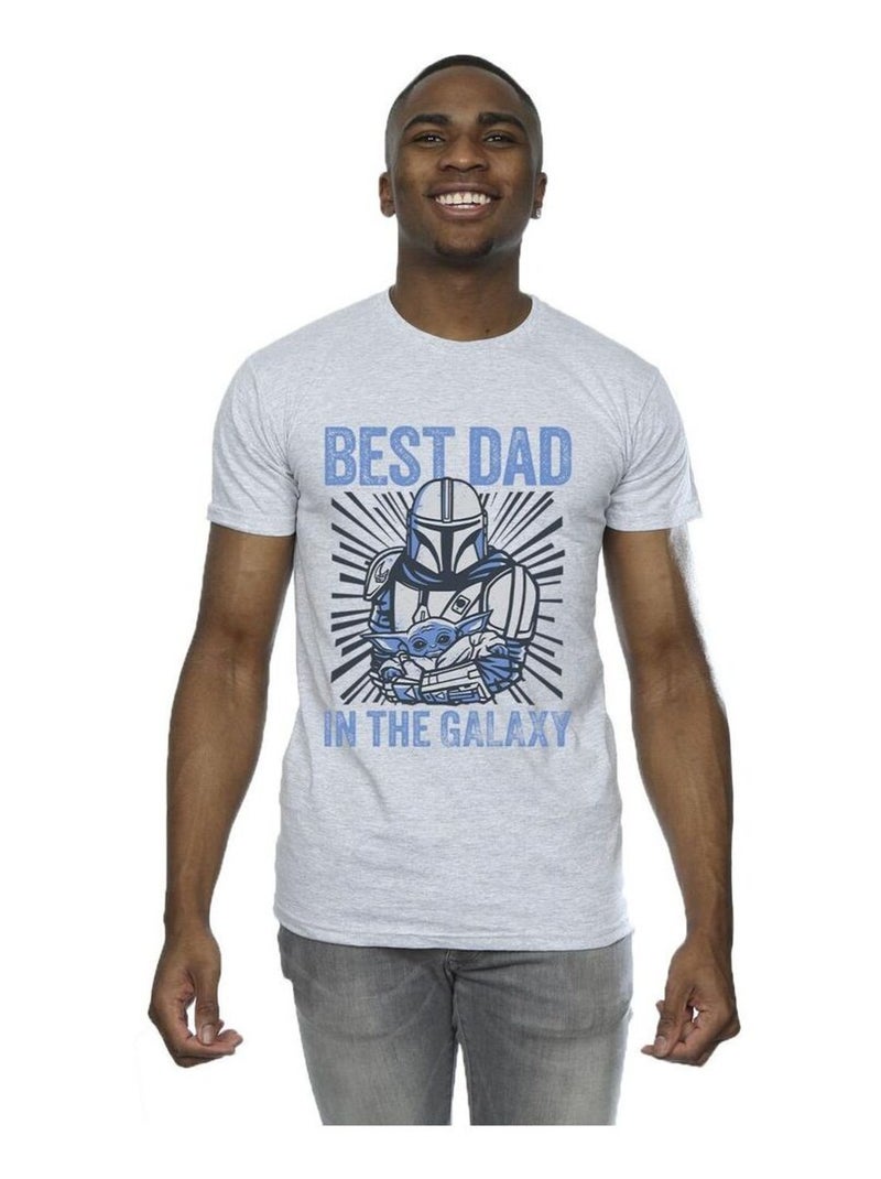 La Guerre des étoiles - T-shirt MANDALORIAN BEST DAD GALAXY Gris chiné - Kiabi