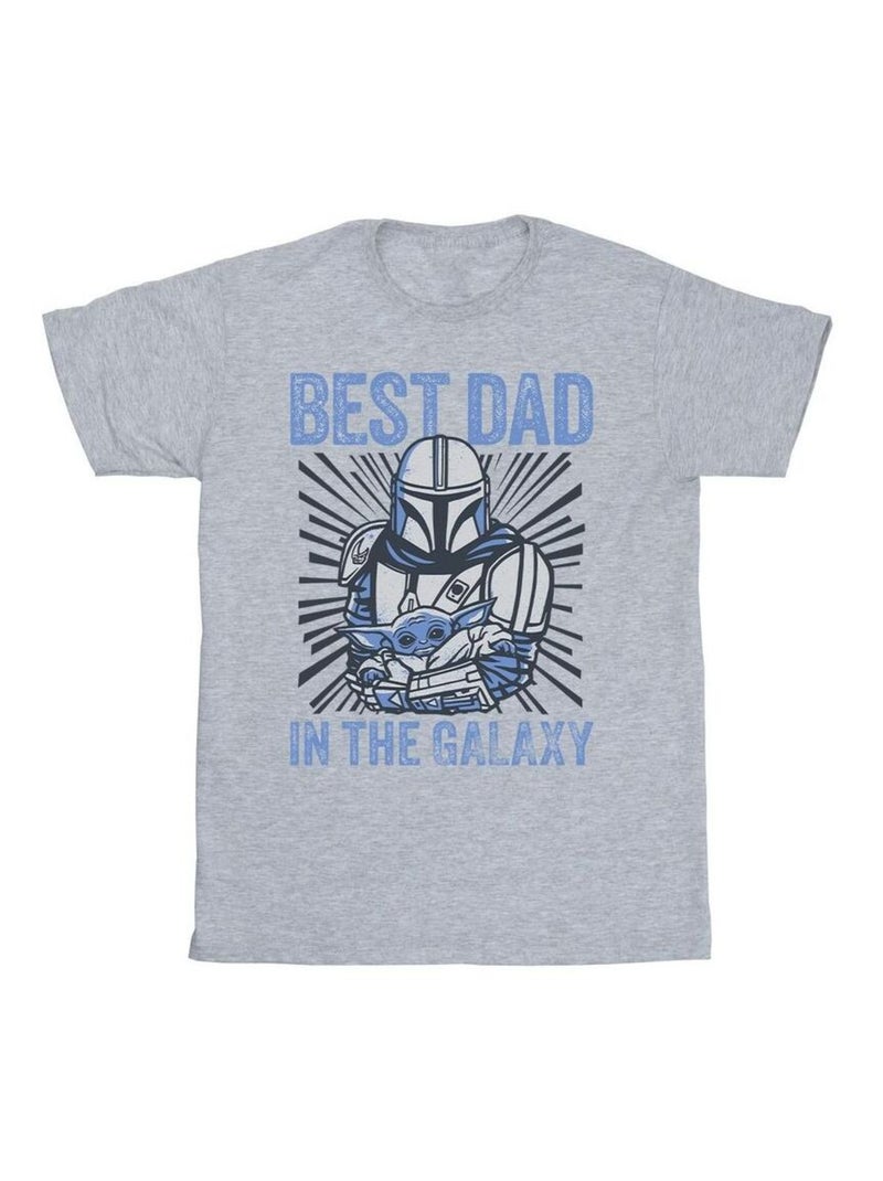 La Guerre des étoiles - T-shirt MANDALORIAN BEST DAD GALAXY Gris chiné - Kiabi