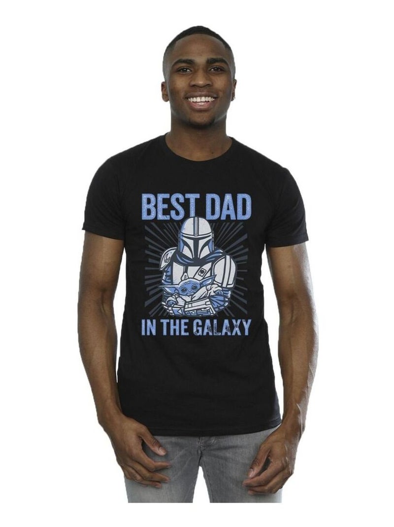La Guerre des étoiles - T-shirt MANDALORIAN BEST DAD GALAXY Noir - Kiabi
