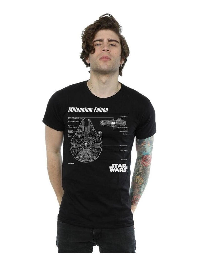 La Guerre des étoiles - T-shirt MILLENNIUM Noir - Kiabi