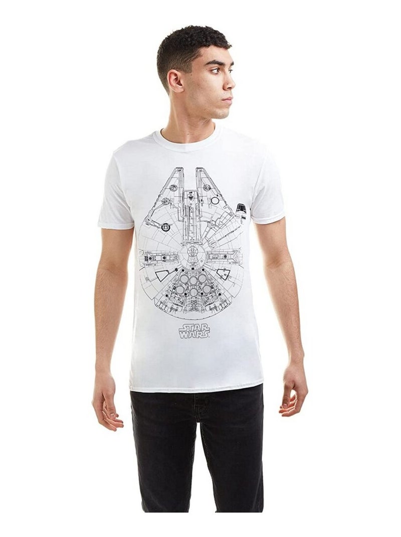 La Guerre des étoiles - T-shirt motif Faucon Millennium Blanc - Kiabi