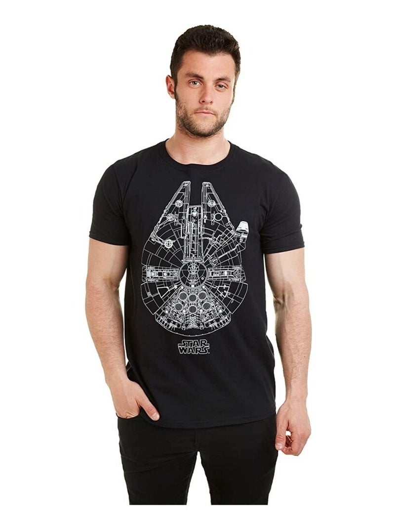 La Guerre des étoiles - T-shirt motif Faucon Millennium Noir - Kiabi