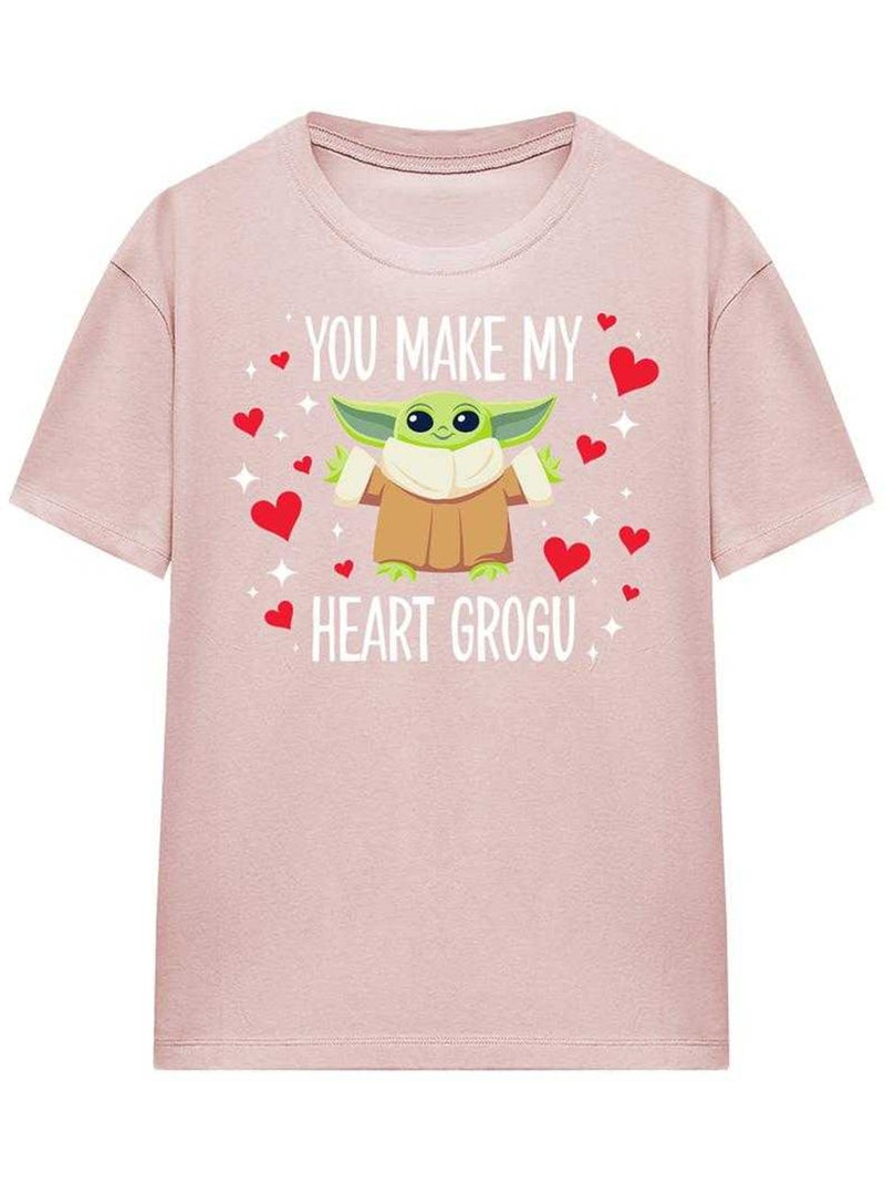 La Guerre des étoiles - T-shirt motif Grogu YOU MAKE MY HEART (Grogu) Rose - Kiabi