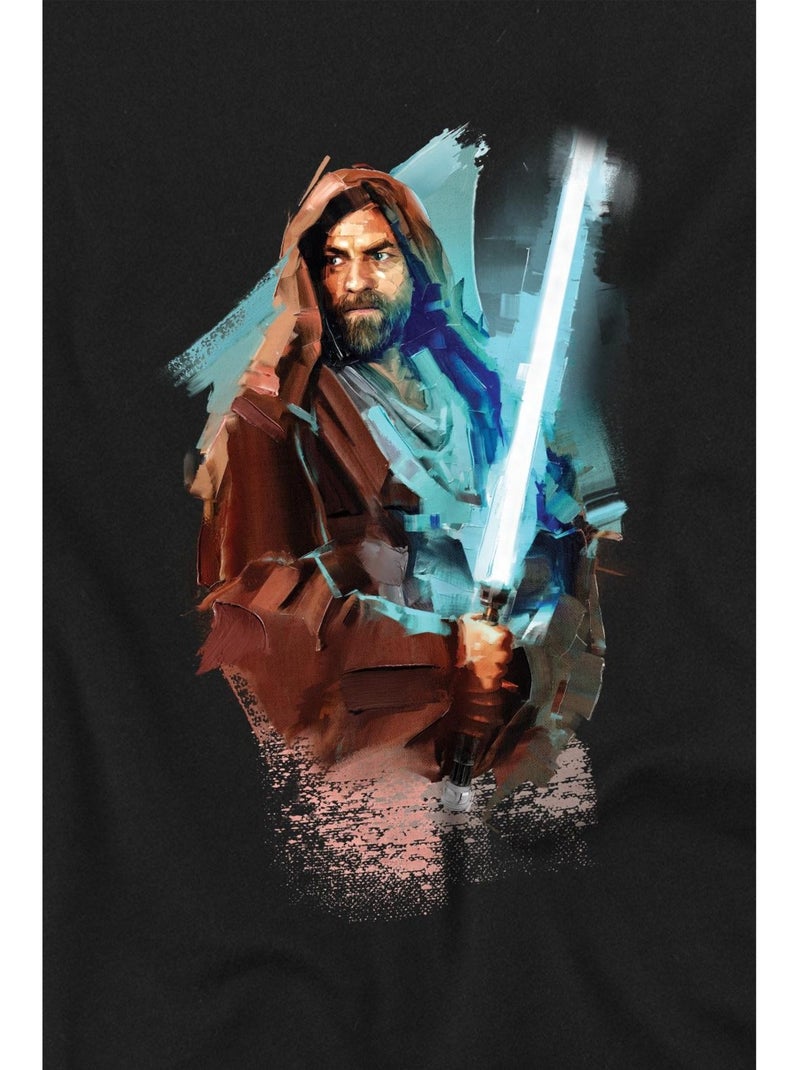 La Guerre des étoiles - T-shirt motif Obi-Wan Kenobi style peint Noir - Kiabi