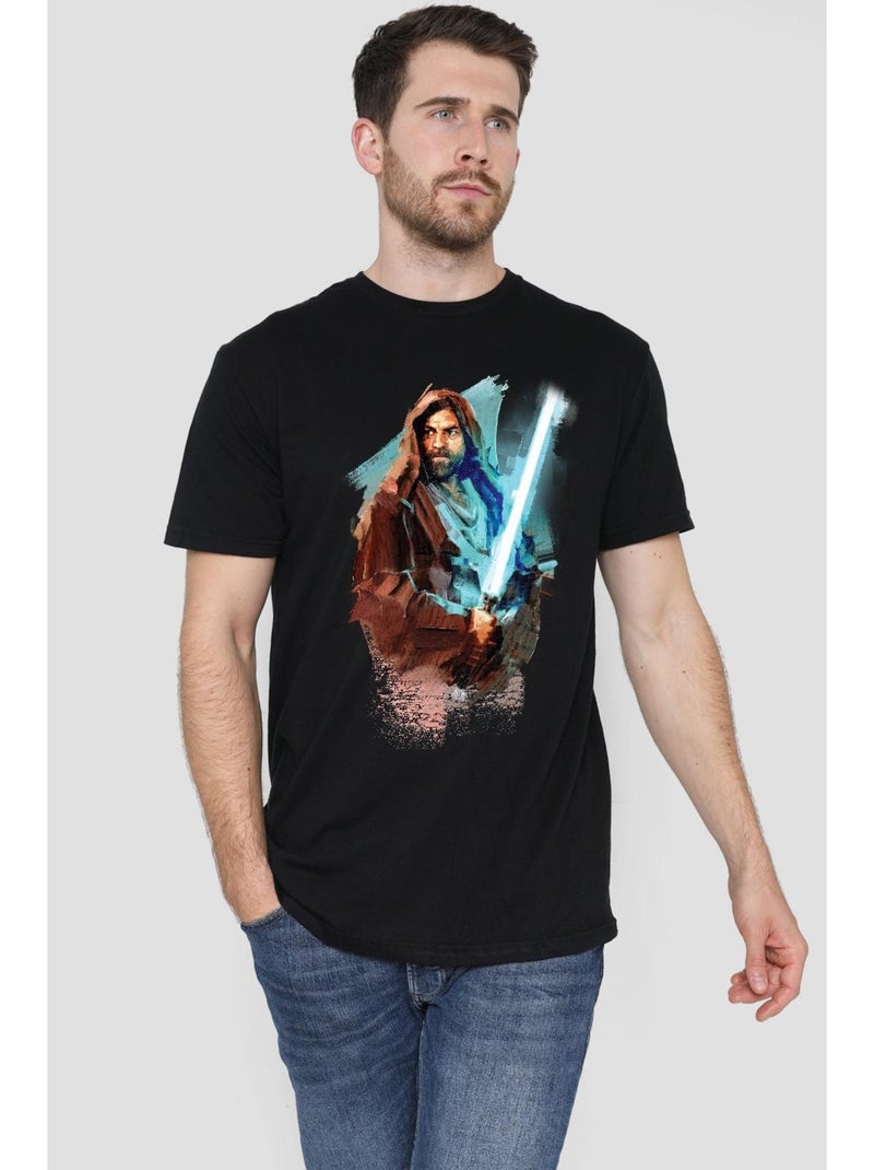 La Guerre des étoiles - T-shirt motif Obi-Wan Kenobi style peint Noir - Kiabi