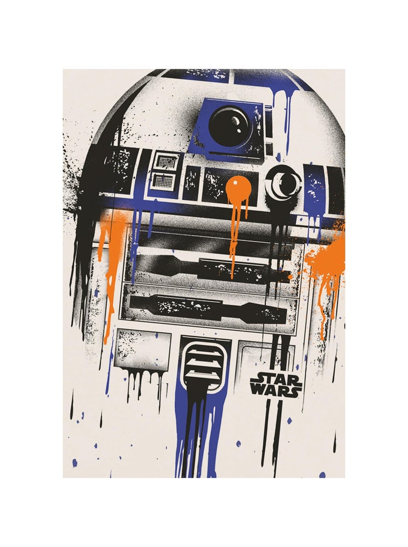 La Guerre des étoiles - T-shirt motif R2-D2 style peinture dégoulinante Blanc Beige - Kiabi