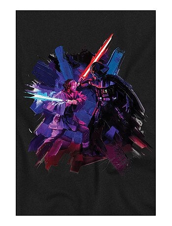 La Guerre des étoiles - T-shirt motifs Obi-Wan Kenobi et Vador style peint