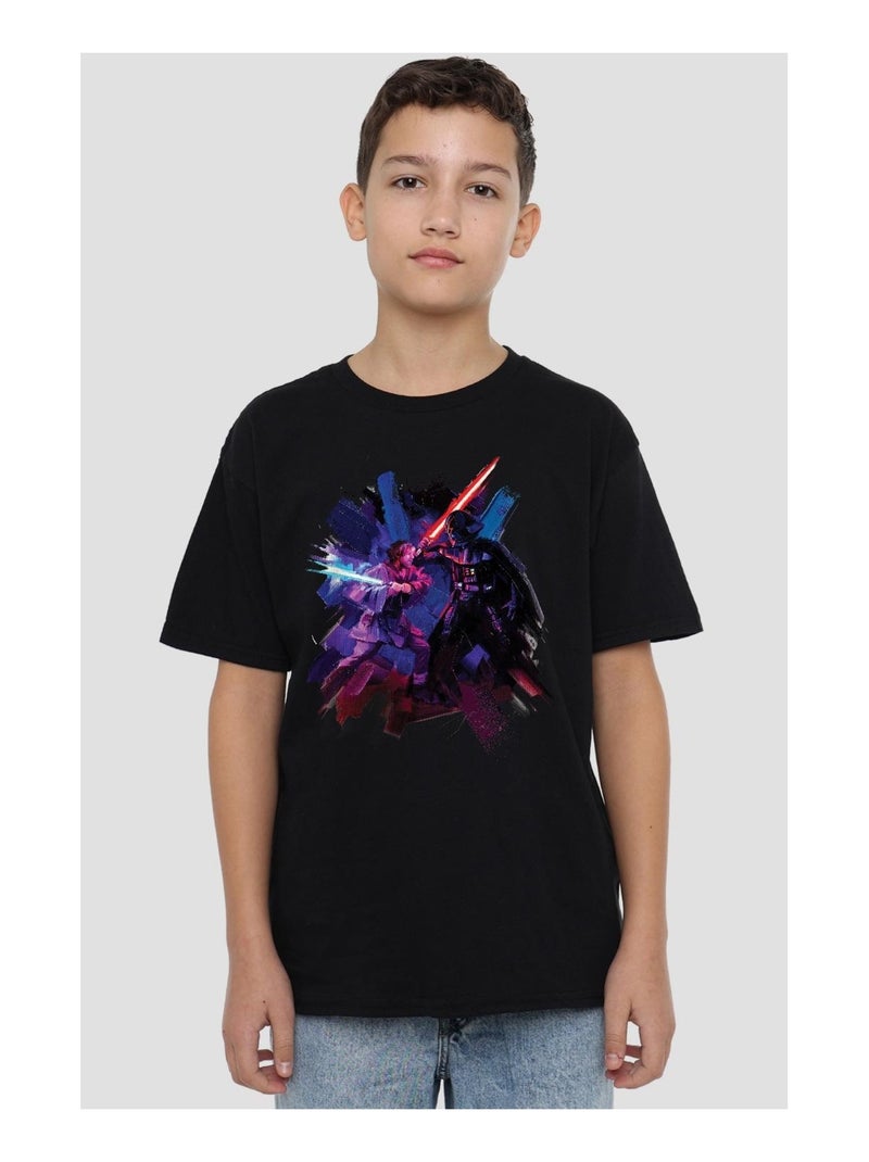 La Guerre des étoiles - T-shirt motifs Obi-Wan Kenobi et Vador style peint Noir - Kiabi