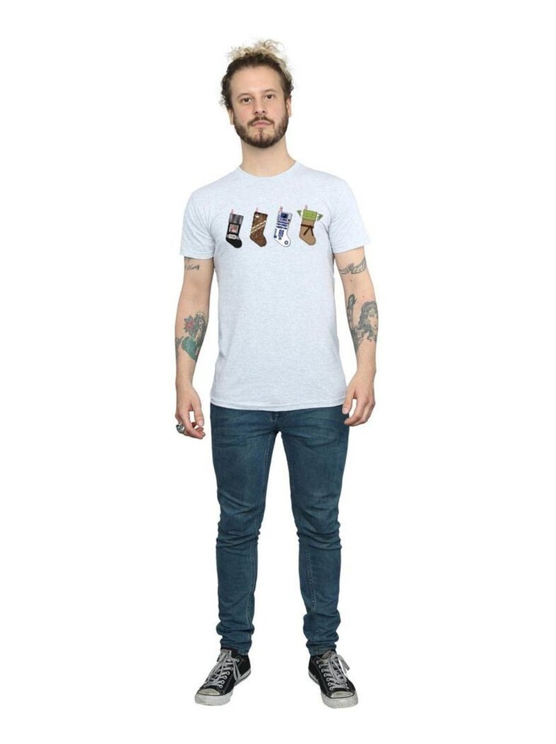La Guerre des étoiles - T-shirt motif/style Chaussettes de Noël Gris chiné - Kiabi