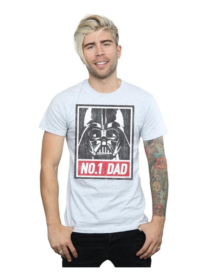La Guerre des étoiles - T-shirt NUMBER ONE DAD Gris chiné - Kiabi