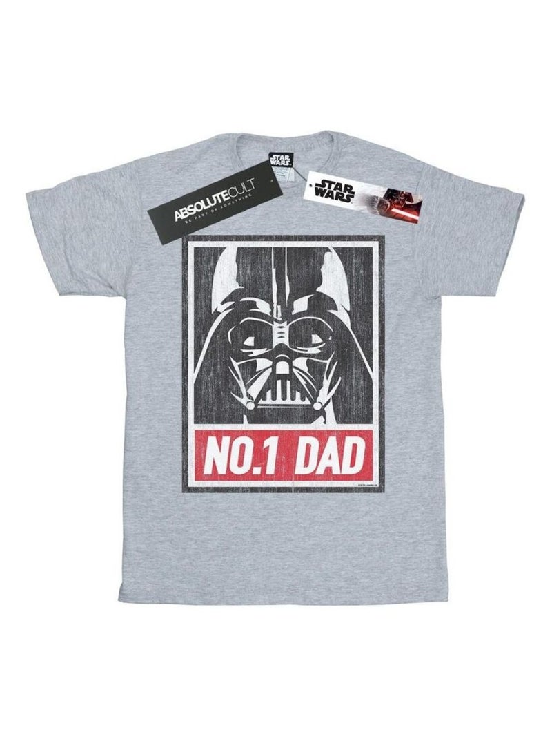 La Guerre des étoiles - T-shirt NUMBER ONE DAD Gris chiné - Kiabi