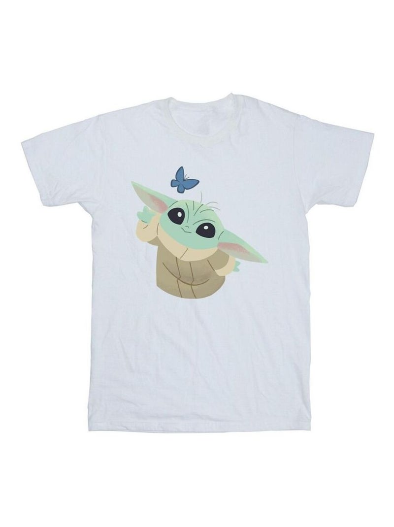 La Guerre des étoiles - T-shirt THE MANDALORIAN BUTTERFLY CATCHING Blanc - Kiabi