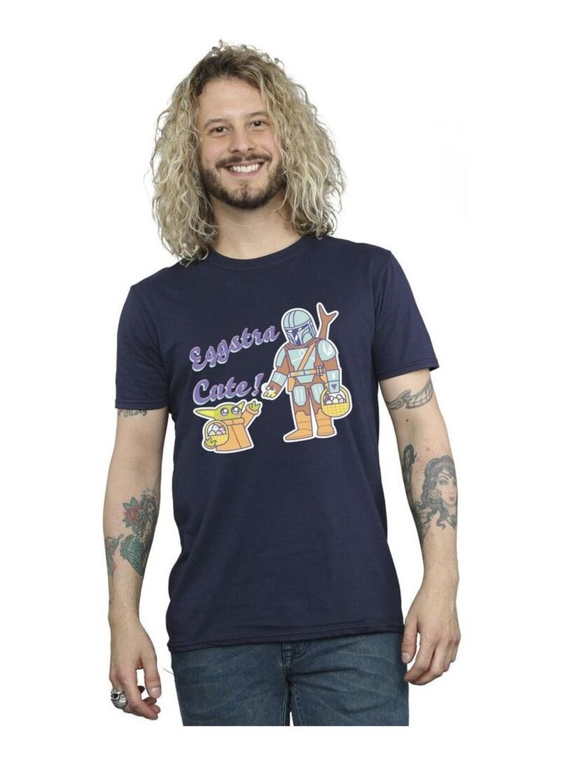 La Guerre des étoiles - T-shirt THE MANDALORIAN EGGSTRA CUTE Bleu marine - Kiabi