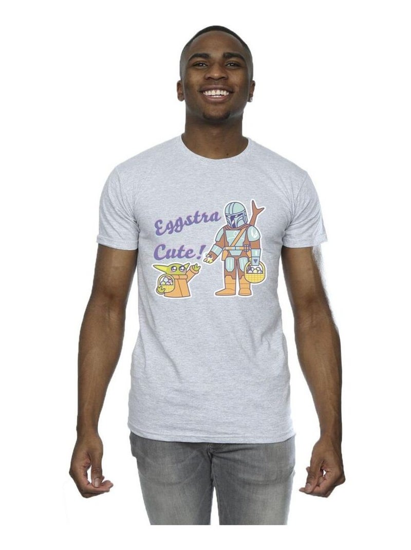 La Guerre des étoiles - T-shirt THE MANDALORIAN EGGSTRA CUTE Gris chiné - Kiabi