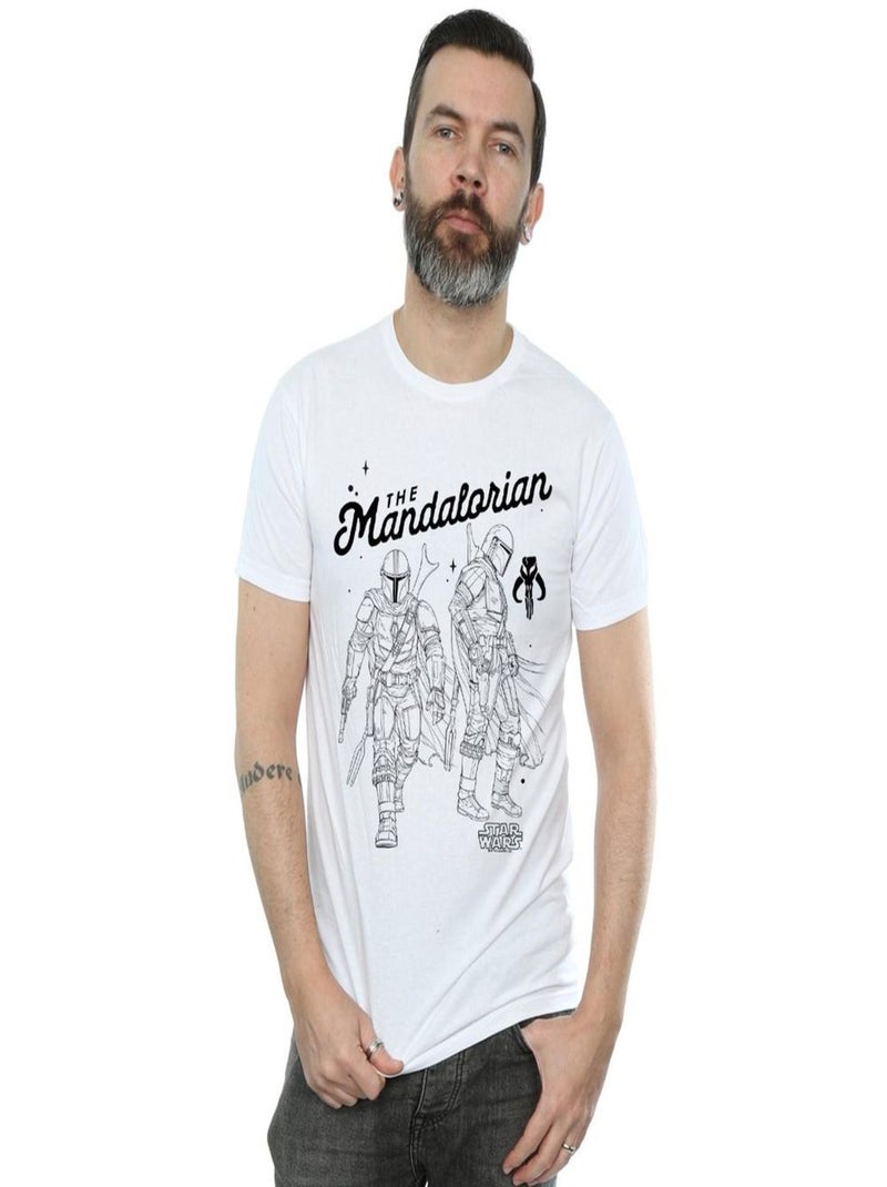La Guerre des étoiles - T-shirt THE MANDALORIAN HUNTER Blanc - Kiabi