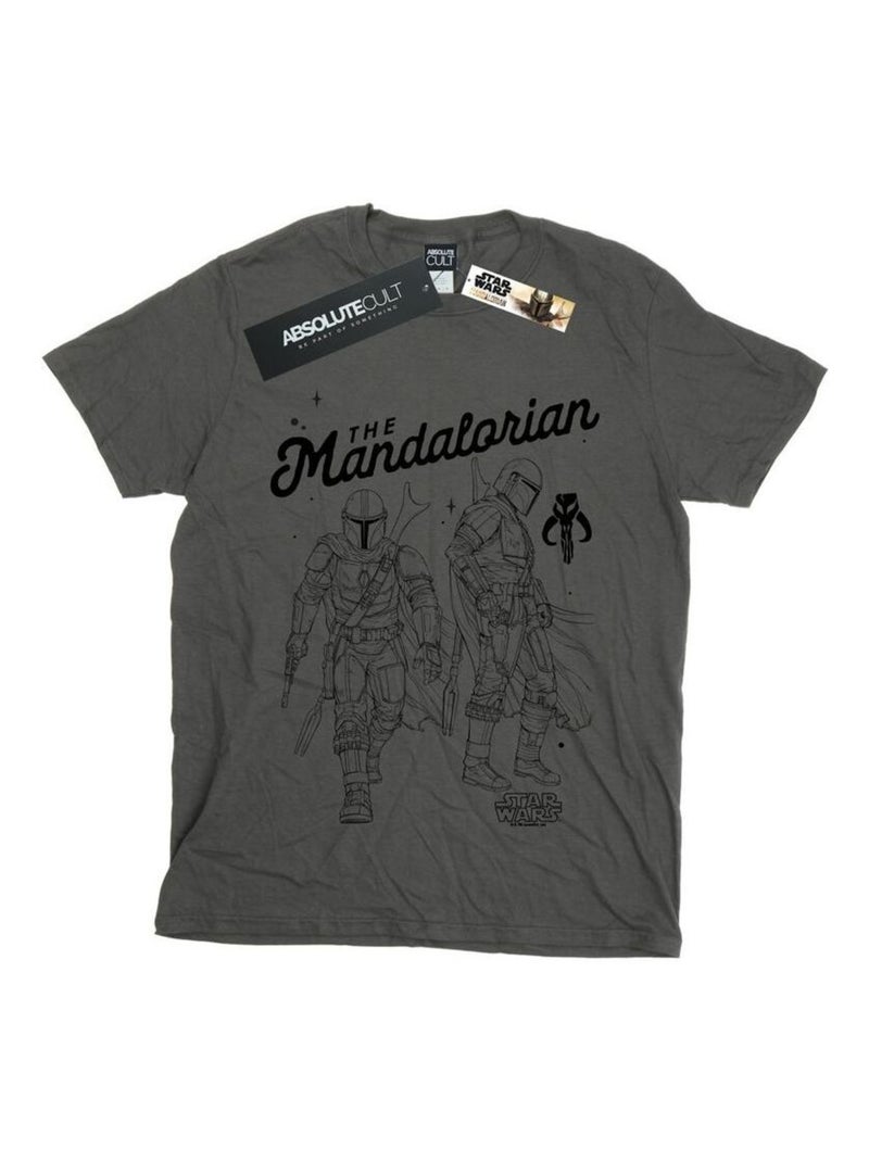 La Guerre des étoiles - T-shirt THE MANDALORIAN HUNTER Gris Noir - Kiabi