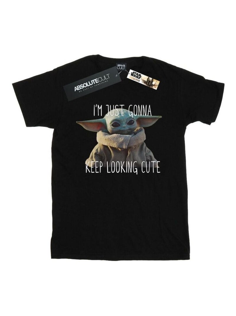 La Guerre des étoiles - T-shirt THE MANDALORIAN KEEP LOOKING CUTE Noir - Kiabi