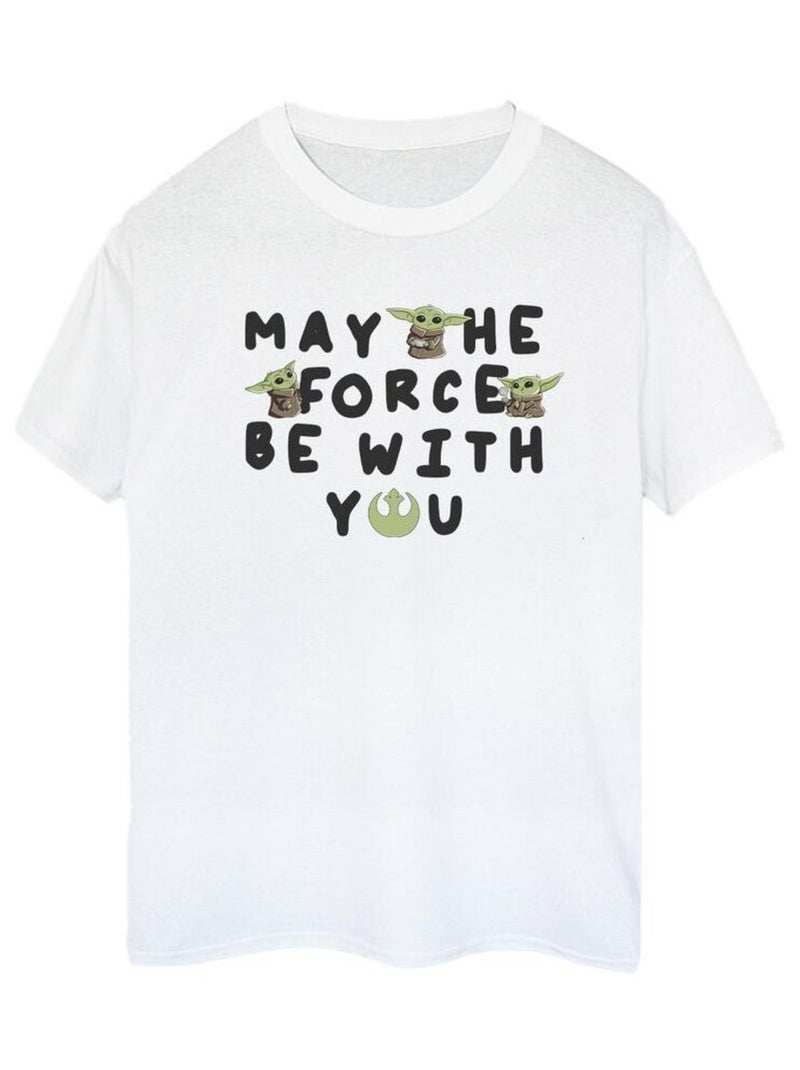 La Guerre des étoiles - T-shirt THE MANDALORIAN MAY THE FORCE BE WITH YOU Blanc - Kiabi
