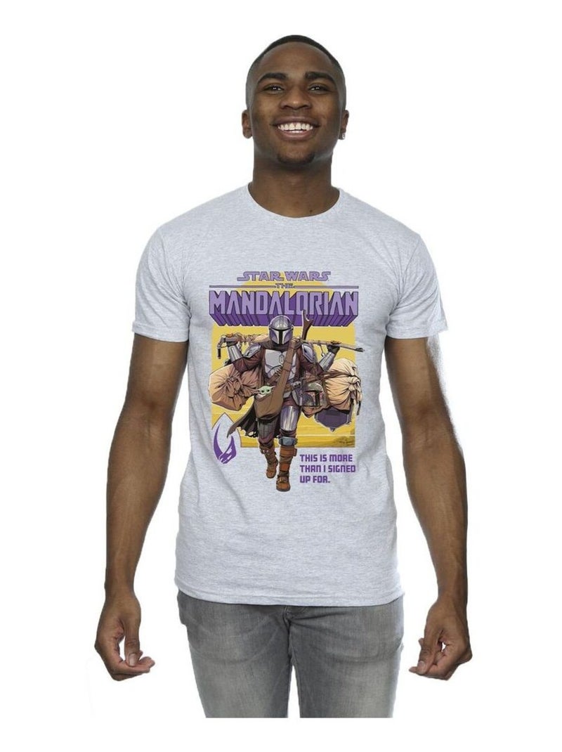 La Guerre des étoiles - T-shirt THE MANDALORIAN MORE THAN SIGNED Là-Haut FOR Gris chiné - Kiabi