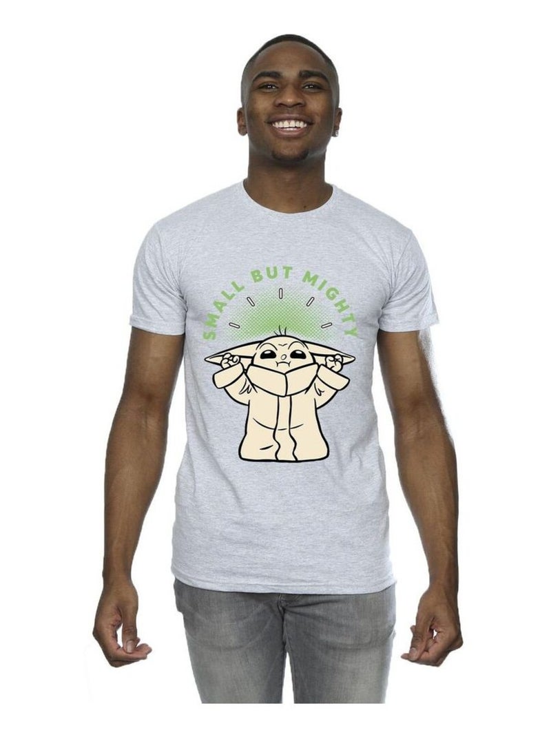 La Guerre des étoiles - T-shirt THE MANDALORIAN SMALL BUT MIGHTY Gris chiné - Kiabi