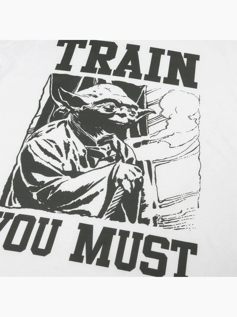 La Guerre des étoiles - T-shirt TRAIN YOU MUST (Yoda) Blanc Noir - Kiabi