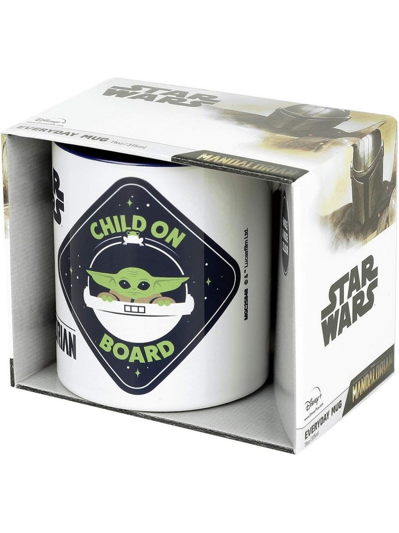 La Guerre des étoiles: The Mandalorian - Mug motif Bébé Yoda CHILD ON BOARD (Bébé Yoda) Blanc Bleu - Kiabi