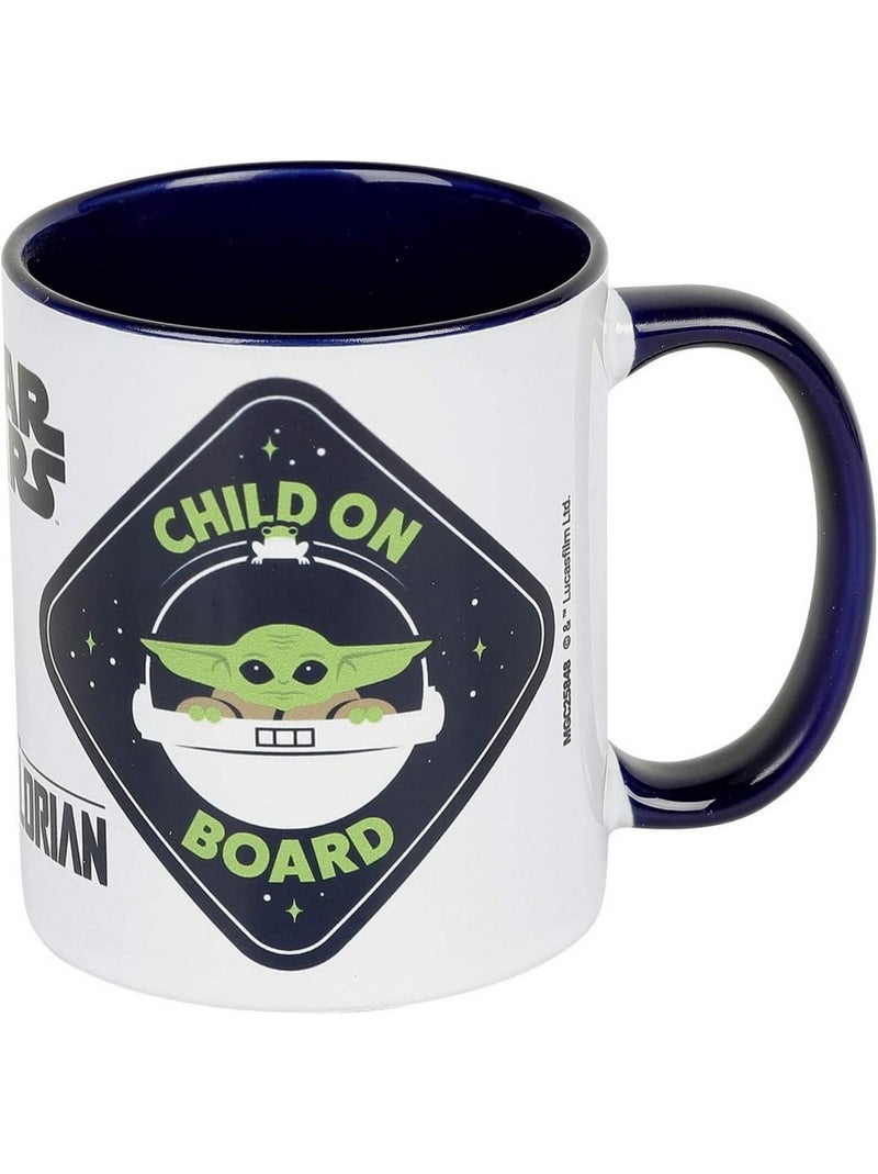 La Guerre des étoiles: The Mandalorian - Mug motif Bébé Yoda CHILD ON BOARD (Bébé Yoda) Blanc Bleu - Kiabi