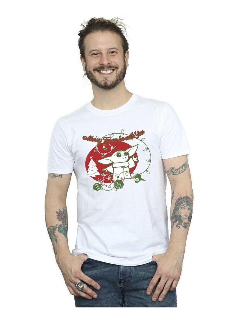 La Guerre des étoiles The Mandalorian - T-shirt FORCE BE WITH YOU Blanc - Kiabi