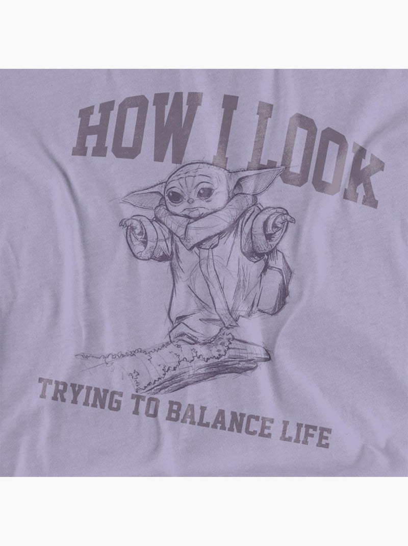 La Guerre des étoiles The Mandalorian - T-shirt TRYING TO BALANCE LIFE (Grogu) Violet clair - Kiabi