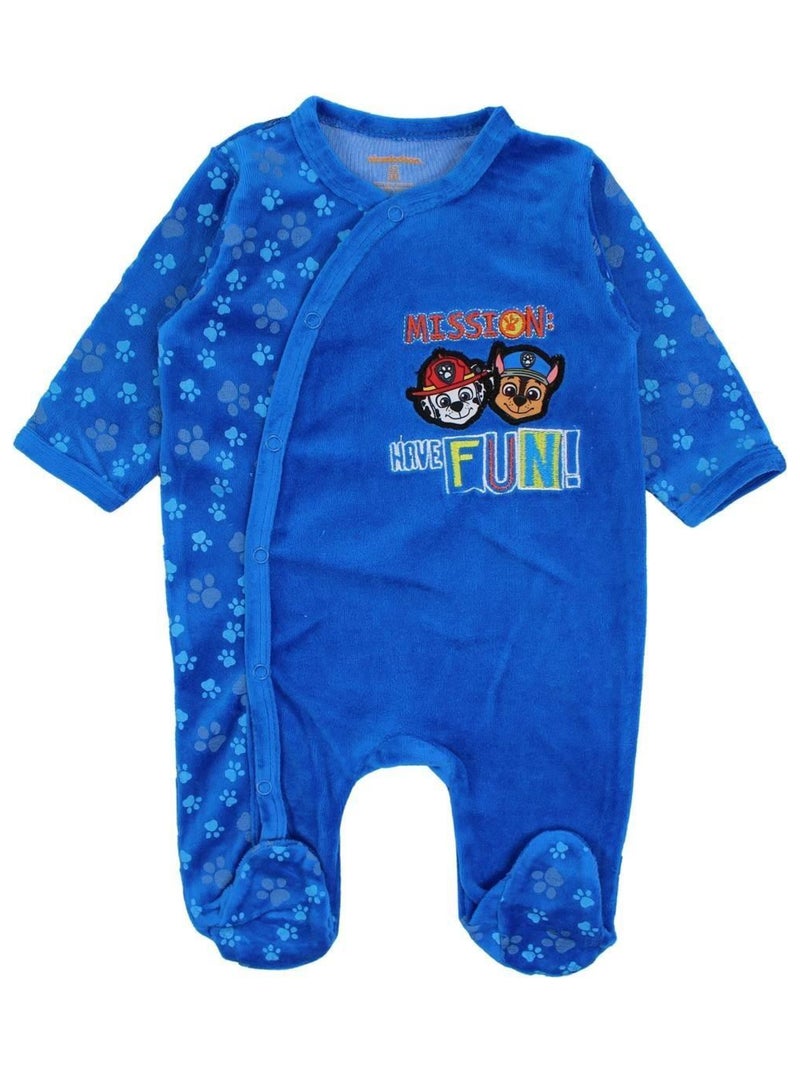 La Pat' Patrouille - Grenouillere bébé garçon imprimé La Pat' Patrouille en coton Bleu - Kiabi