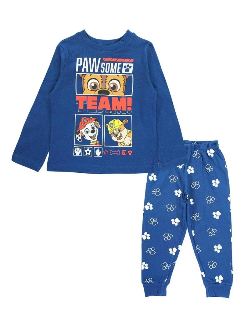 La Pat' Patrouille - Pyjama garçon imprimé La Pat' Patrouille en coton Bleu marine - Kiabi