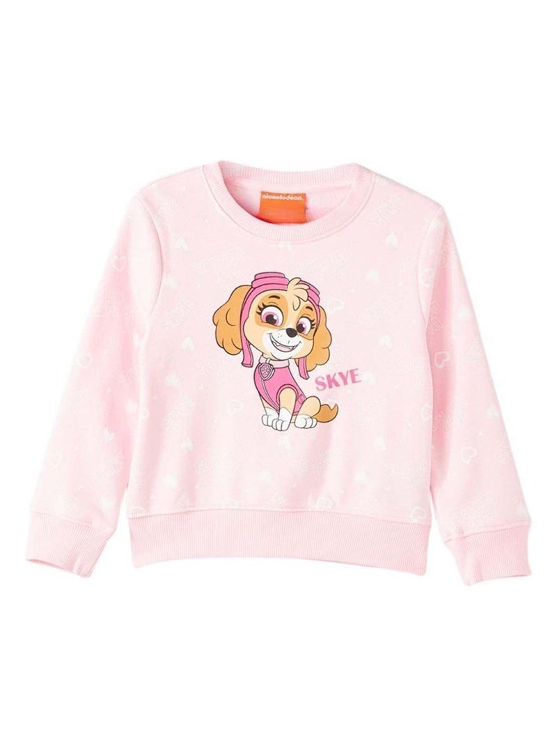 La Pat' Patrouille - Sweat fille imprimé La Pat' Patrouille en coton Rose - Kiabi