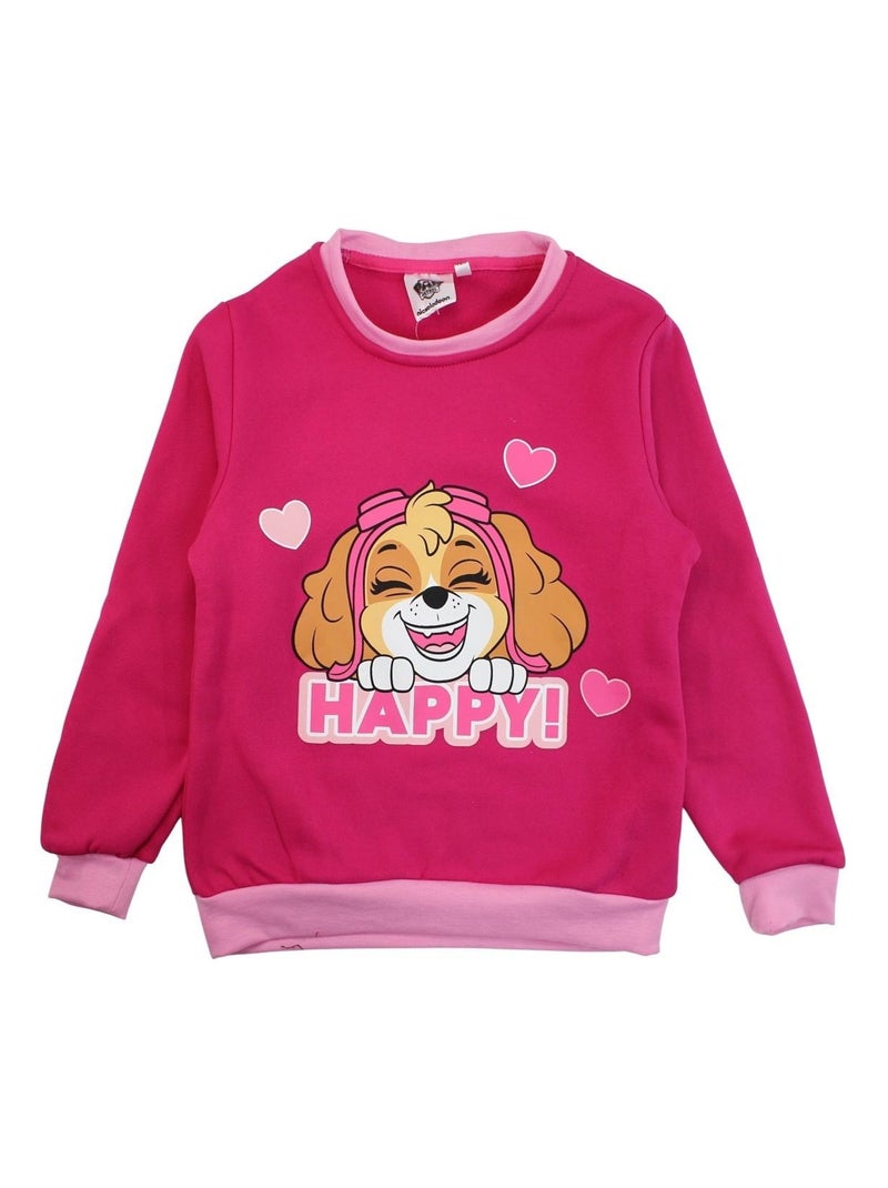 La Pat' Patrouille - Sweat fille imprimé La Pat' Patrouille Rose fushia - Kiabi