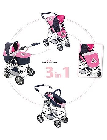 La poussette pour poupée combinée 3 en 1 emotion - all in- - marine et rose