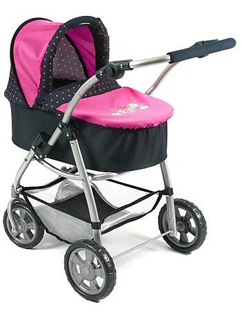 La poussette pour poupées, combinée 3 en 1 EMOTION "ALL IN" - Marine et rose à pois
