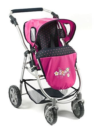 La poussette pour poupées, combinée 3 en 1 EMOTION "ALL IN" - Marine et rose à pois