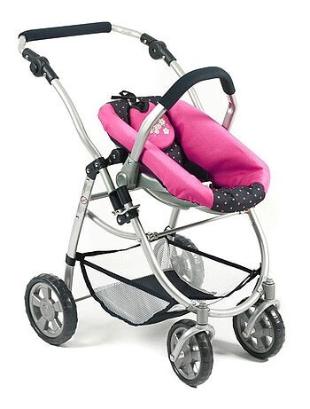 La poussette pour poupées, combinée 3 en 1 EMOTION "ALL IN" - Marine et rose à pois