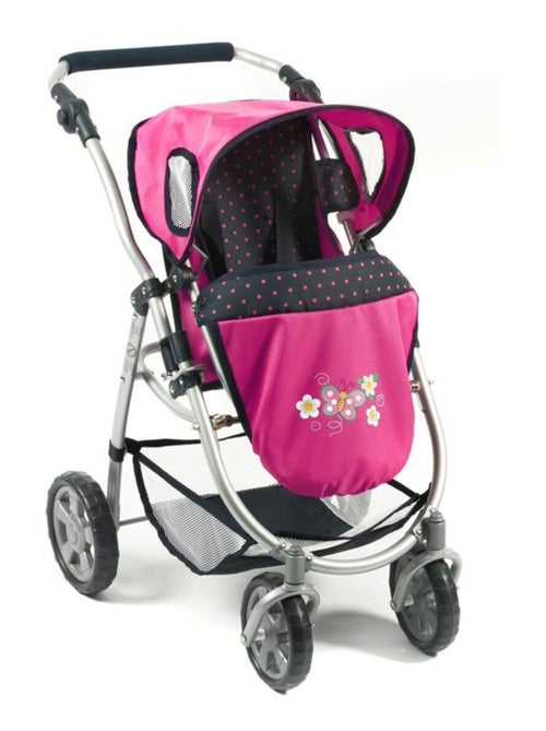 La poussette pour poupées, combinée 3 en 1 EMOTION "ALL IN" - Marine et rose à pois - Kiabi