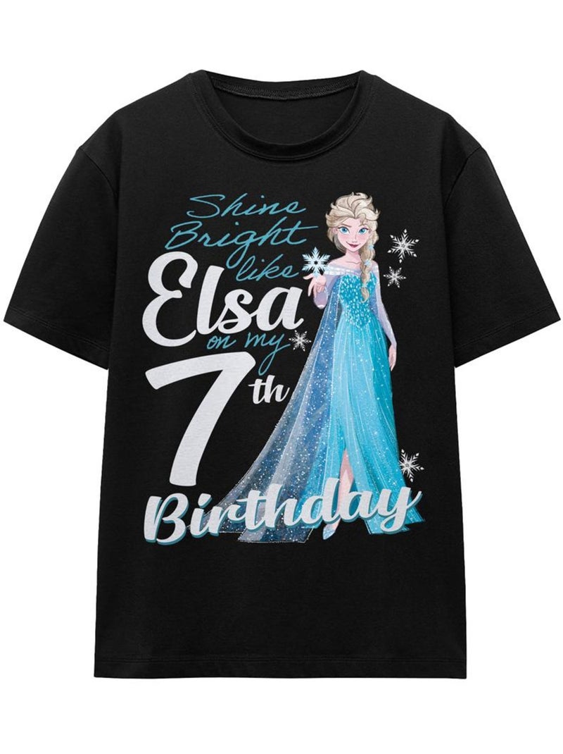 La Reine des Neiges - T-shirt BRIGHT LIKE ELSA Noir - Kiabi