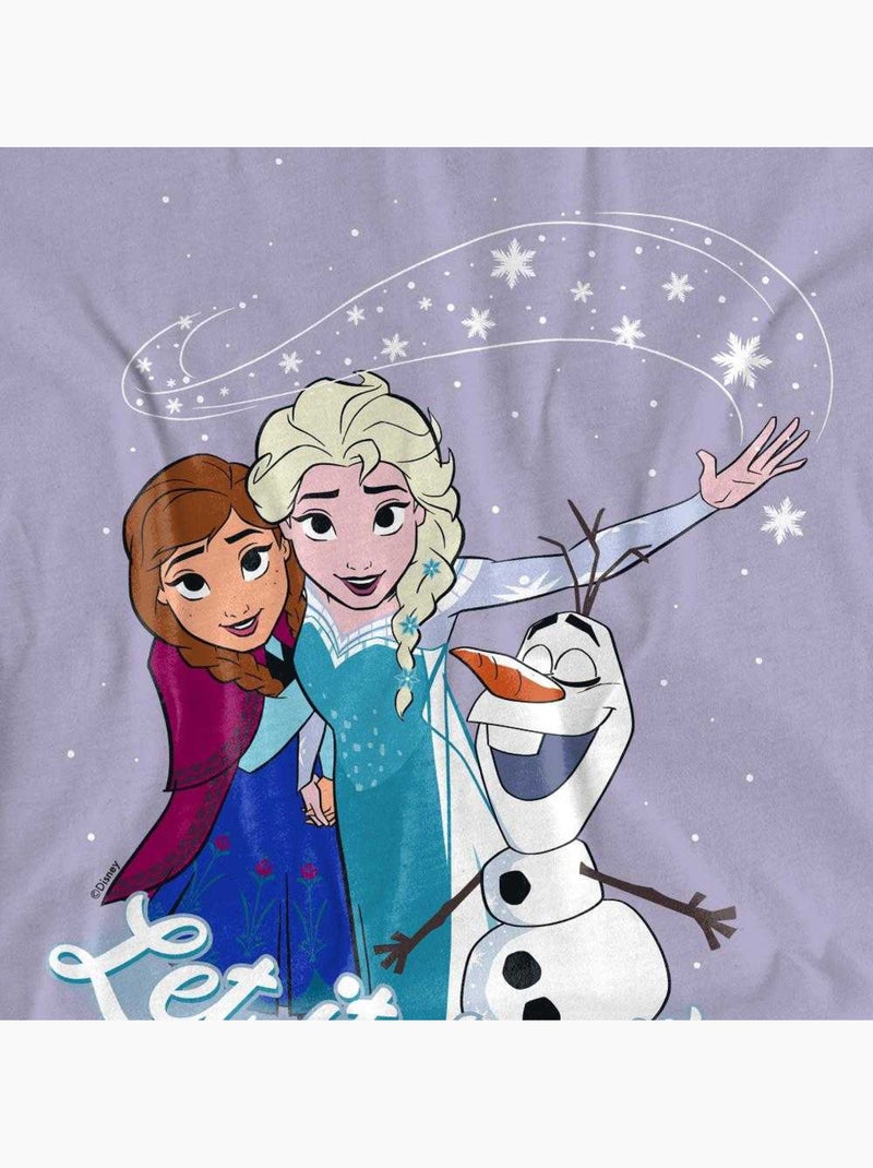 La Reine des Neiges - T-shirt motif Elsa et Anna LET IT SNOW (Anna, Elsa) Lavande - Kiabi