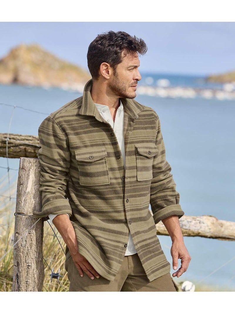 La surchemise polaire rayée  - atlas for men Marron - Kiabi