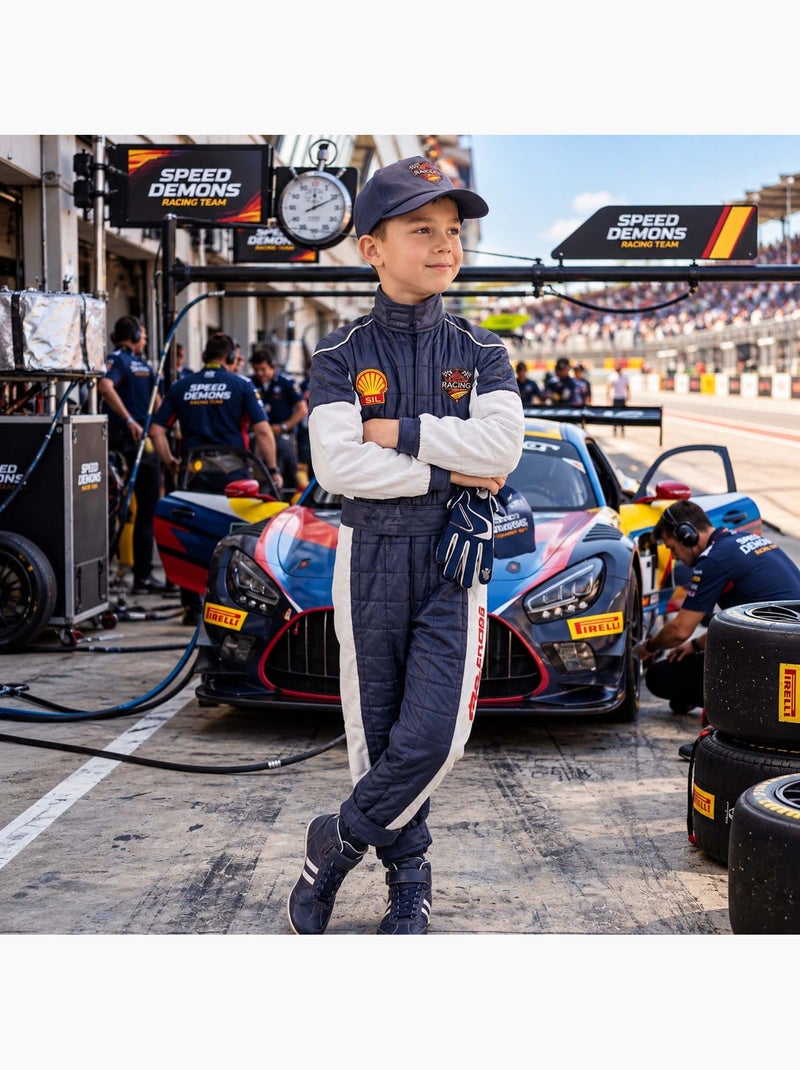 Labay | déguisement enfant pilote de course avec casquette Bleu - Kiabi