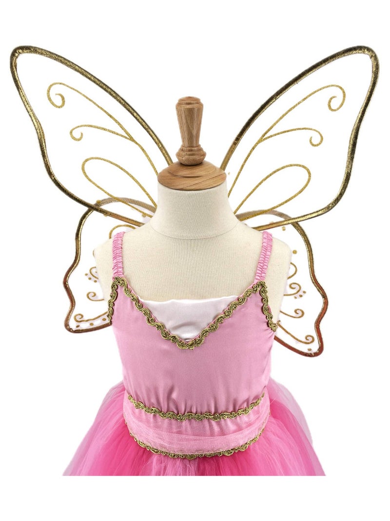 Labay | Déguisement enfant robe de fée Noa avec ailes dorées Rose - Kiabi