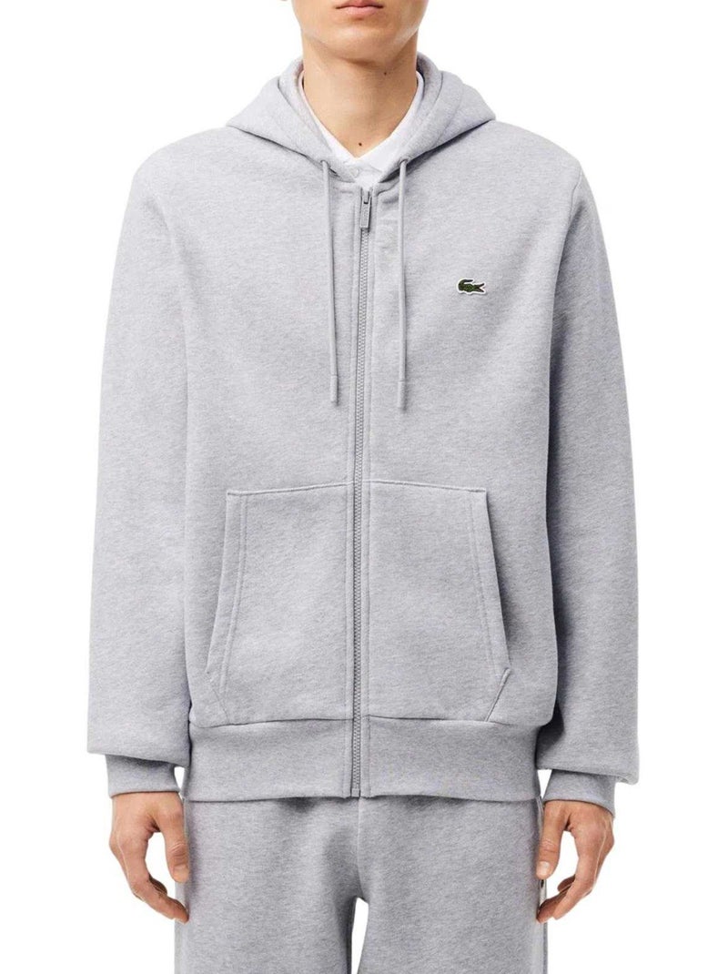 Lacoste - Veste à capuche motif/style Logo brodé Gris - Kiabi