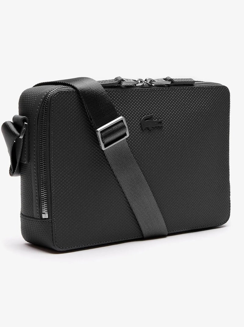 Lacoste Sacoche cuir homme Chantaco Noir - Kiabi