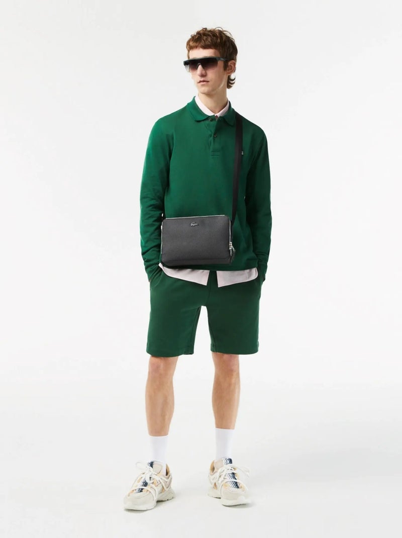 Lacoste Sacoche cuir homme Chantaco Noir - Kiabi