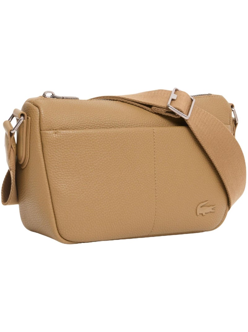 Lacoste Sacoche Magnus  Cookie Cuir Marron - Kiabi