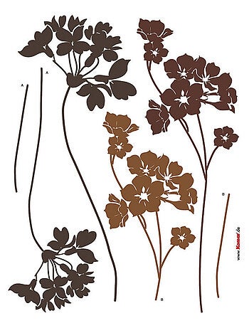 Lady's Smock, Sticker mural fleurs couleurs marrons - 50x70 cm