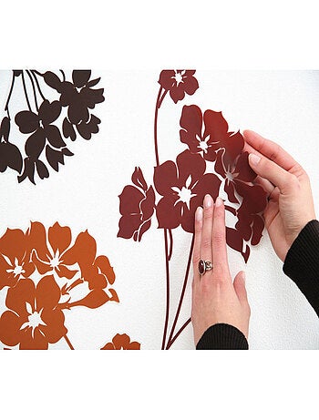 Lady's Smock, Sticker mural fleurs couleurs marrons - 50x70 cm