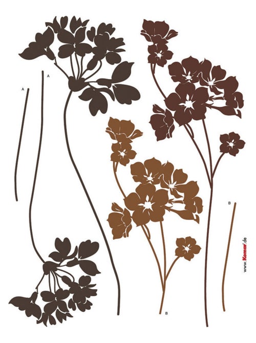 Lady's Smock, Sticker mural fleurs couleurs marrons - 50x70 cm - Kiabi